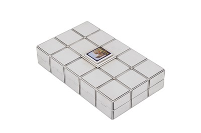 Lot 71 - A late 20th century Italian sterling silver and micro mosaic silver cigarette box, Florence circa 1980, by Fiorenzo Guerrazzi (est. 1954) for Bulgari