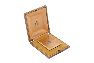 Lot 2 - A cased George V 9 carat gold cigarette case, London 1933 by Asprey and Co