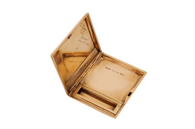 Lot 2 - A cased George V 9 carat gold cigarette case, London 1933 by Asprey and Co