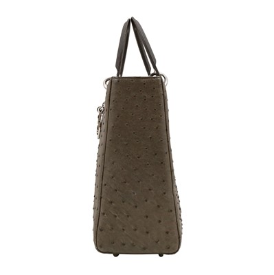 Lot 69 - λ Christian Dior Grey Ostrich Medium Lady Dior Bag