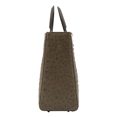 Lot 69 - λ Christian Dior Grey Ostrich Medium Lady Dior Bag