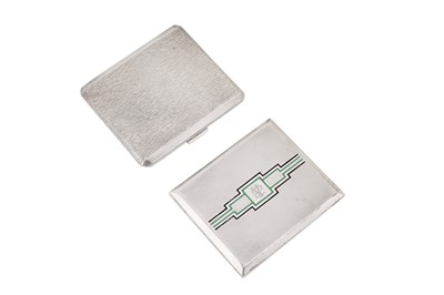 Lot 66 - A George V Art Deco sterling silver and enamel cigarette case, Birmingham 1931 by James Walter Tiptaft