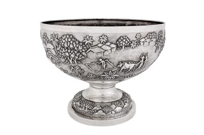 Lot 190 - A very large late 19th / early 20th century Anglo – Indian silver footed bowl, Calcutta, Bhowanipore circa 1900 by Grish Chunder Dutt
