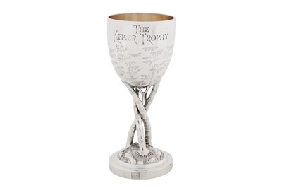 Lot 224 - An early 20th century Chinese export silver goblet or small standing cup, Canton circa 1920, marked Da Ji, retailed by Wang Hing