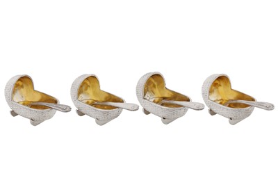 Lot 168 - A set of four Victorian sterling silver novelty salts and spoons, London 1875/76 by Edward H Stockwell