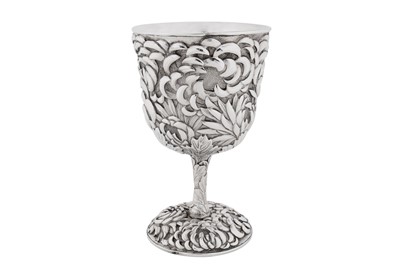 Lot 286 - An early 20th century Japanese silver goblet or standing cup, Yokohama circa 1920 retailed by Kuhn and Komor (active circa 1897-1926)