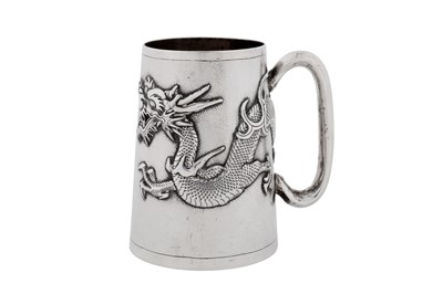 Lot 257 - An early 20th century Chinese export silver mug, Shanghai circa 1920, marked Kai, retailed Wang Hing of Canton and Hong Kong