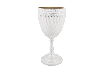 Lot 506 - Yachting interest – A Victorian sterling silver standing cup, Sheffield 1896 by Harrison Brothers and Howson