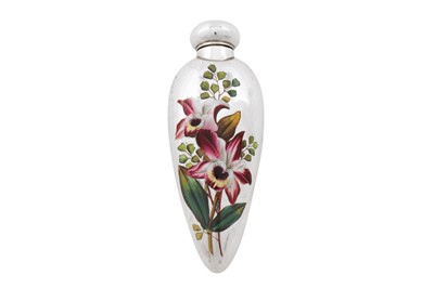 Lot 134 - A Victorian sterling silver and enamel scent bottle, Birmingham 1884, no maker's mark