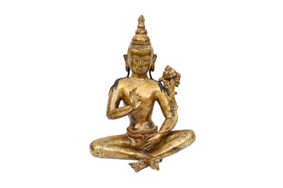 Lot 672 - A SINO-TIBETAN GILT-BRONZE FIGURE OF TARA