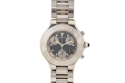 Lot 202 - A MEN'S CARTIER 21 CHRONOSCAPH BRACELET WATCH