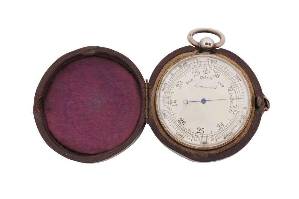 Lot 58 - A cased George V sterling silver pocket barometer, London 1911 by Albert Thomas Oliver