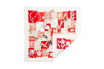 Lot 35 - Cartier Jewelled Precious Fauna and Floral Silk Scarf