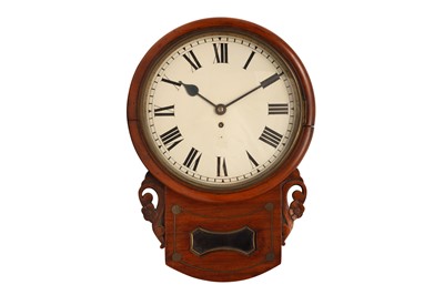 Lot 295 - A LATE VICTORIAN MAHOGANY CASED DROP DIAL WALL CLOCK