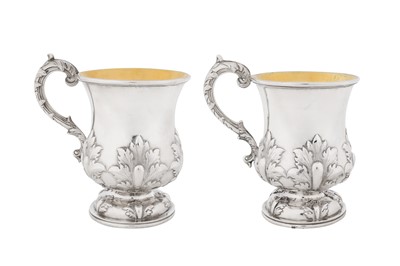 Lot 186 - A pair of mid-19th century Indian colonial silver pint mugs, Madras circa 1840 by George Gordon and Co (active 1821-48)