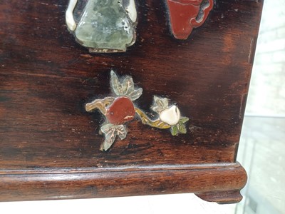 Lot 85 - λ A CHINESE HARDSTONE AND IVORY-INLAID WOOD VANITY BOX