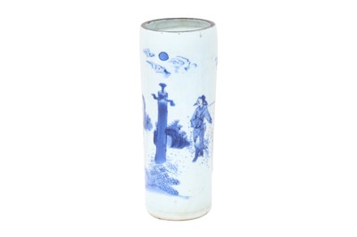 Lot 15 - A CHINESE BLUE AND WHITE 'HORSE AND GROOM' VASE