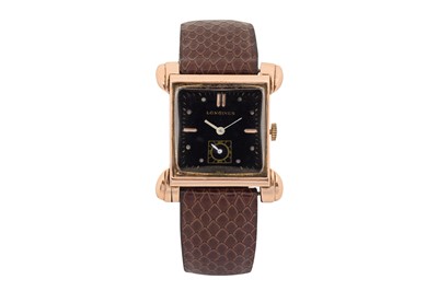 Lot 79 - A MEN'S GOLD LONGINES WRISTWATCH