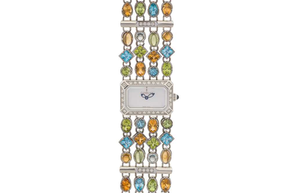 Lot 248 - A LADY'S CORUM 'POTPOURRI' BRACELET WATCH
