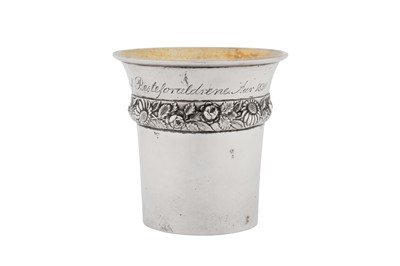 Lot 381 - An early 19th century Norwegian silver beaker, Bergen 1829 by Christian Børs (1788-1859)