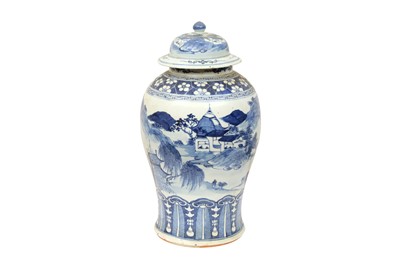 Lot 809 - A CHINESE BLUE AND WHITE BALUSTER VASE AND COVER