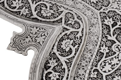 Lot 216 - A late 19th / early 20th century Anglo – Indian unmarked silver tray, Kashmir circa 1900