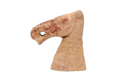 Lot 713 - A CHINESE POTTERY HORSE HEAD