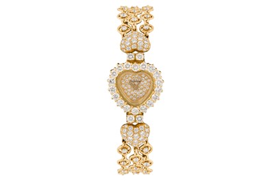 Lot 263 - A LADY'S DeLANEAU GOLD AND DIAMOND COCKTAIL WATCH