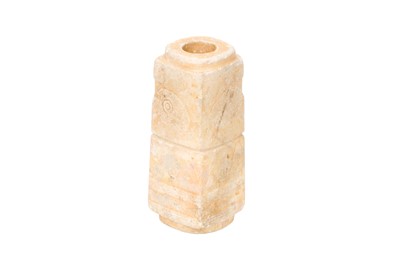 Lot 71 - A CHINESE ARCHAIC JADE CARVING, CONG