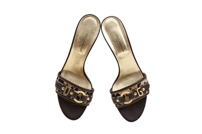 Lot 63 - Dolce & Gabbana Brown Leopard Kitten Heeled Mule - Size 40