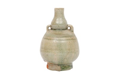 Lot 766 - A SMALL THAI SAWANKHALOK CELADON-GLAZED VASE