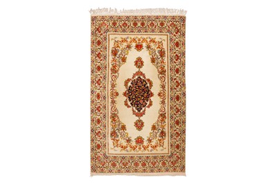 Lot 9 - A FINE PART SILK QUM RUG, CENTRAL PERSIA