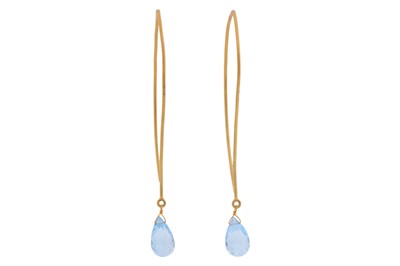 Lot 224 - A PAIR OF BLUE TOPAZ EARRINGS CIRCA. 2013