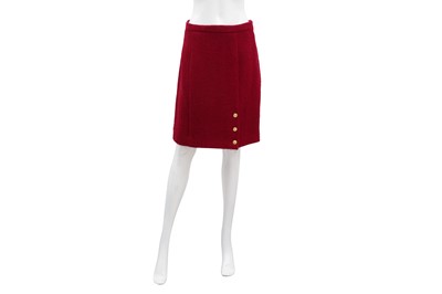 Lot 174 - Chanel Wine Boucle CC Skirt