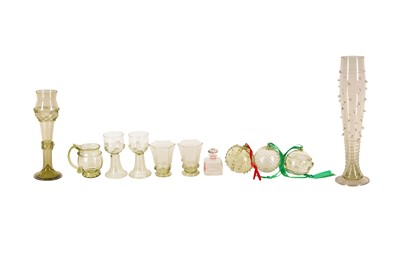 Lot 345 - A GROUP OF CZECH GREEN GLASSWARE