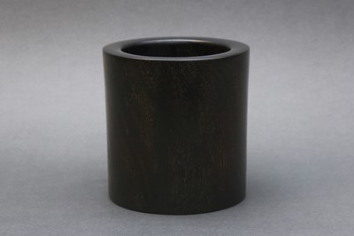 Lot 91 - A LARGE CHINESE ZITAN WOOD BRUSH POT, BITONG