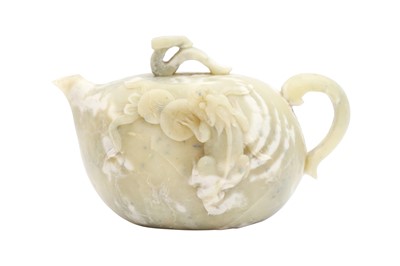 Lot 69 - A CHINESE JADE 'CHILONG' TEA POT AND COVER