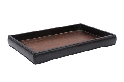 Lot 92 - A CHINESE HUANGHUALI AND ZITAN HARDWOOD TRAY