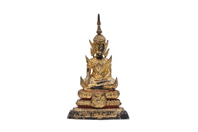 Lot 407 - A THAI GILT BRONZE FIGURE OF BUDDHA