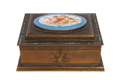 Lot 113 - A Victorian patinated bronze sewing casket