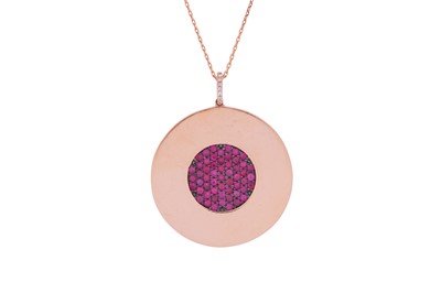 Lot 247 - BEE GODDESS l A PINK SAPPHIRE AND DIAMOND PENDANT NECKLACE