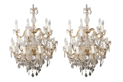 Lot 208 - A PAIR OF CRYSTAL CHANDELIERS, LATE 20TH CENTURY
