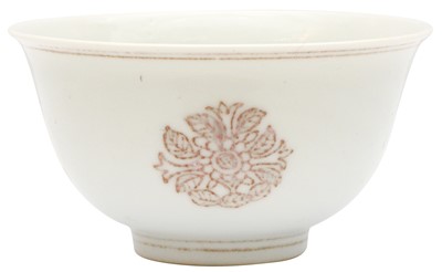 Lot 602 - A CHINESE COPPER RED-DECORATED WINE CUP
