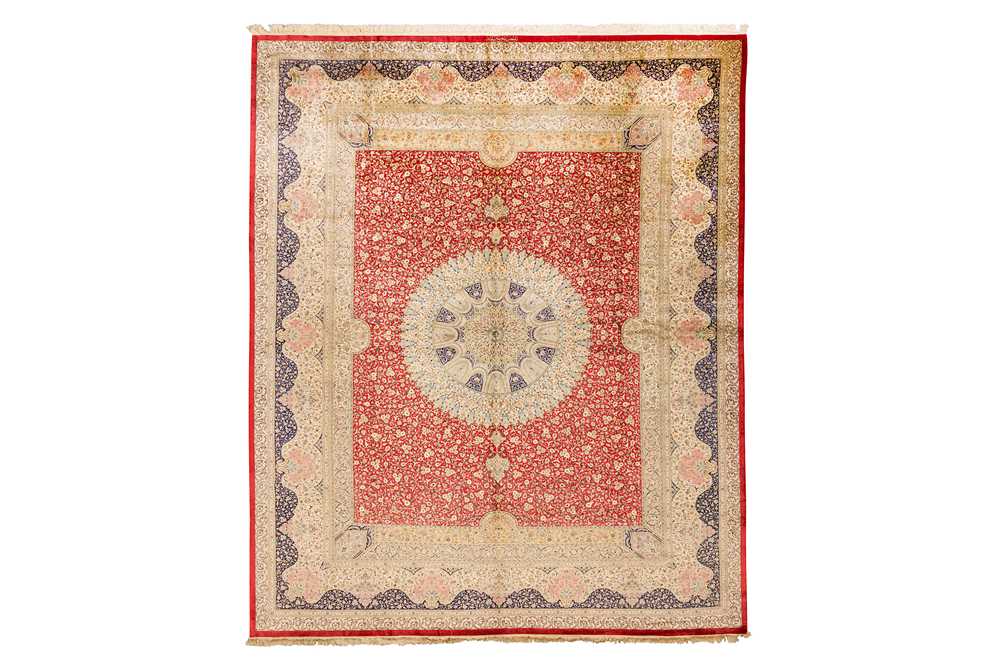 91 - AN EXTREMELY FINE SILK QUM CARPET, CENTRAL PERSIA