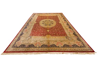 Lot 91 - AN EXTREMELY FINE SILK QUM CARPET, CENTRAL PERSIA