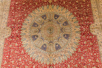 Lot 91 - AN EXTREMELY FINE SILK QUM CARPET, CENTRAL PERSIA