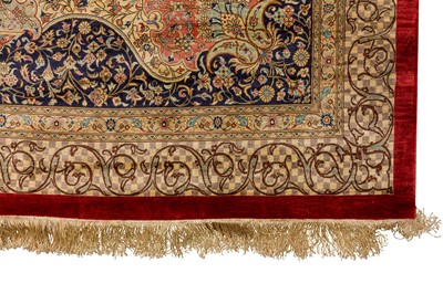 Lot 91 - AN EXTREMELY FINE SILK QUM CARPET, CENTRAL PERSIA