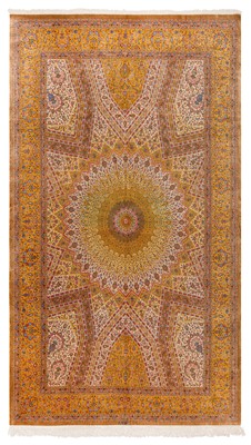 Lot 98 - AN EXTREMELY FINE SIGNED SILK QUM CARPET, CENTRAL PERSIA