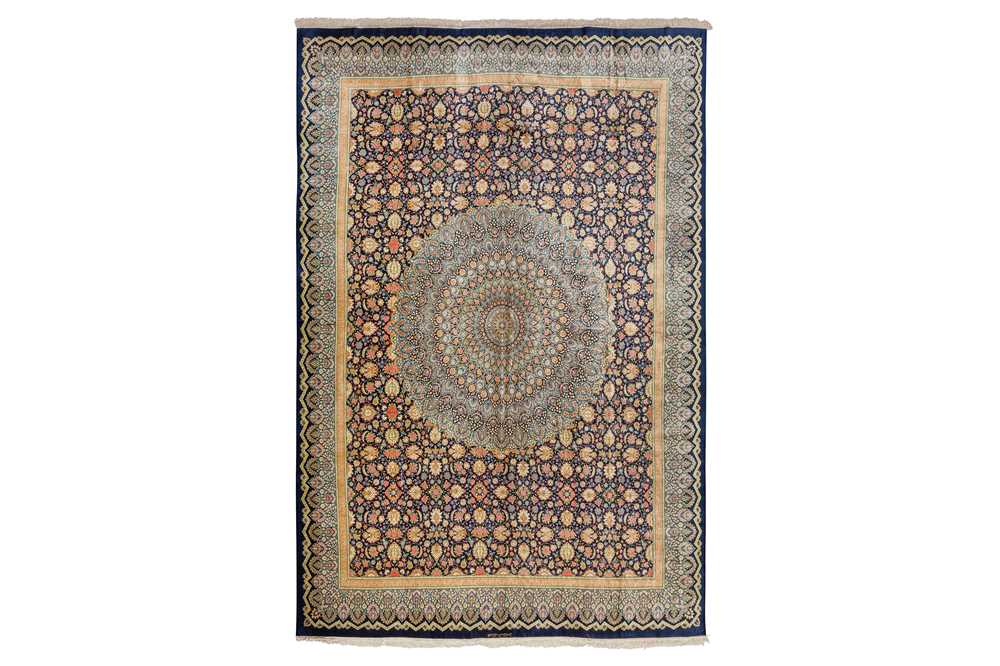 97 - AN EXTREMELY FINE SILK SIGNED QUM CARPET, CENTRAL PERSIA