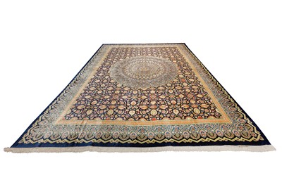 Lot 97 - AN EXTREMELY FINE SILK SIGNED QUM CARPET, CENTRAL PERSIA
